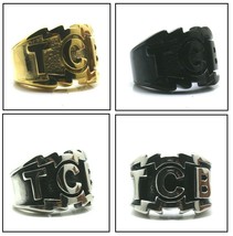 Elvis Presley King 1950&#39;s TCB Ring Aloha 7-15 Stainless Steel 18K Gold Plated - £13.58 GBP
