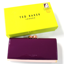 Ted Baker Pearl Bobble Patent Matinee Clutch Pink Grape Purple Long Wallet  - £65.49 GBP
