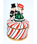 Vtg Lefton Christmas Shoppers Music box Candy Cane Dish MCM  HTF Holiday... - £174.79 GBP