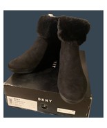 DKNY Women&#39;s  US 8.5 Wedge Heel Zip Up Ankle Boot Black Faux Fur Comfort... - $36.61