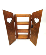 Handmade Solid Wood Heart Knick Knack Wall Shelf Curio w/Peg Hooks 16&quot; F... - £69.76 GBP
