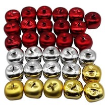 Lot Of 31 Metal Sleigh Jingle Christmas Bells Crafts Red Silver Gold - $15.88