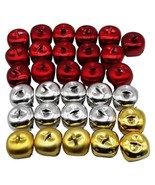 Lot Of 31 Metal Sleigh Jingle Christmas Bells Crafts Red Silver Gold - £12.43 GBP