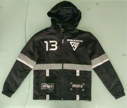 CivilSaints Womens Windbreaker Jacket Streetwear Jogging Black Silver Re... - $69.30