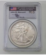 1986 $1 Silver American Eagle Graded by PCGS as MS-69 Mercanti Signed - £78.68 GBP