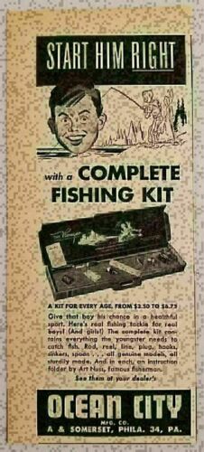 Primary image for 1947 Print Ad Ocean City Complete Fishing Kit Somerset Philadelphia,PA