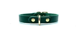 BDSM Green Leather Mona Day Collar &amp; Gold Hardware, DDlg Kitty Collar Su... - £35.39 GBP