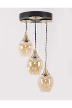 Marlo 3-Piece Black Antique Honey Glass Pendant Lamp Chandelier - £98.12 GBP