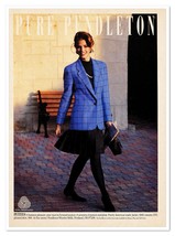 Pendleton Blue Windowpane Wool Blazer Vintage 1992 Full-Page Print Magazine Ad - £7.75 GBP