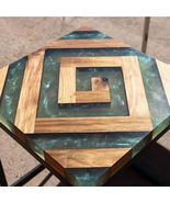 Epoxy Table Top, Green Resin Table, Square Epoxy Table, Wood Table, Rive... - £645.03 GBP