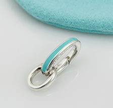 Tiffany Oval Clasping Link Blue Enamel Charm or Bracelet Necklace Extender - £234.95 GBP