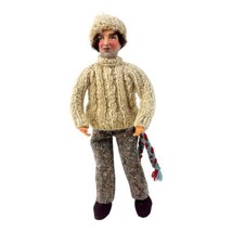 Vintage Jay Of Dublin Aran Doll Composition Cloth Wired Man Wool Sweater Pants - $28.05