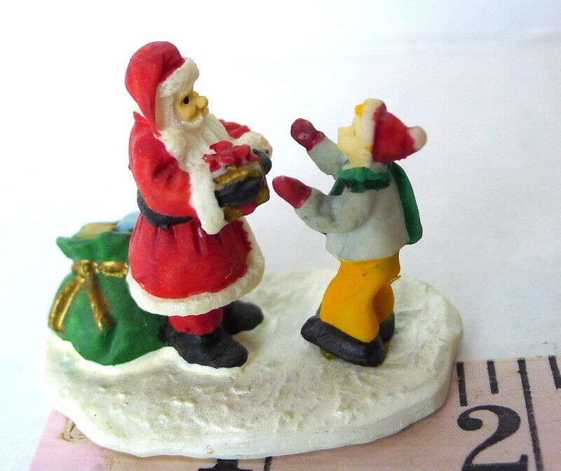 Grandeur Noel Villa Village  Noel 1995 Christmas Santa Gives Gift Gets A Hug Boy - £10.02 GBP