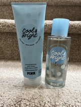 Victoria&#39;s Secret PINK Cool &amp; Bright Glow Fragrance Mist 8.4oz And Lotion Set - £21.84 GBP