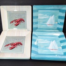 Set Sakura of 8 Evolution Lobster Sailboat Melamine Dinner Plates Paul Brent  - $48.51