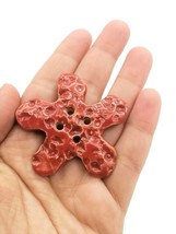 1Pc 50 mm Red Handmade Ceramic Star Extra Large Sewing Buttons, Big Coat... - £6.93 GBP