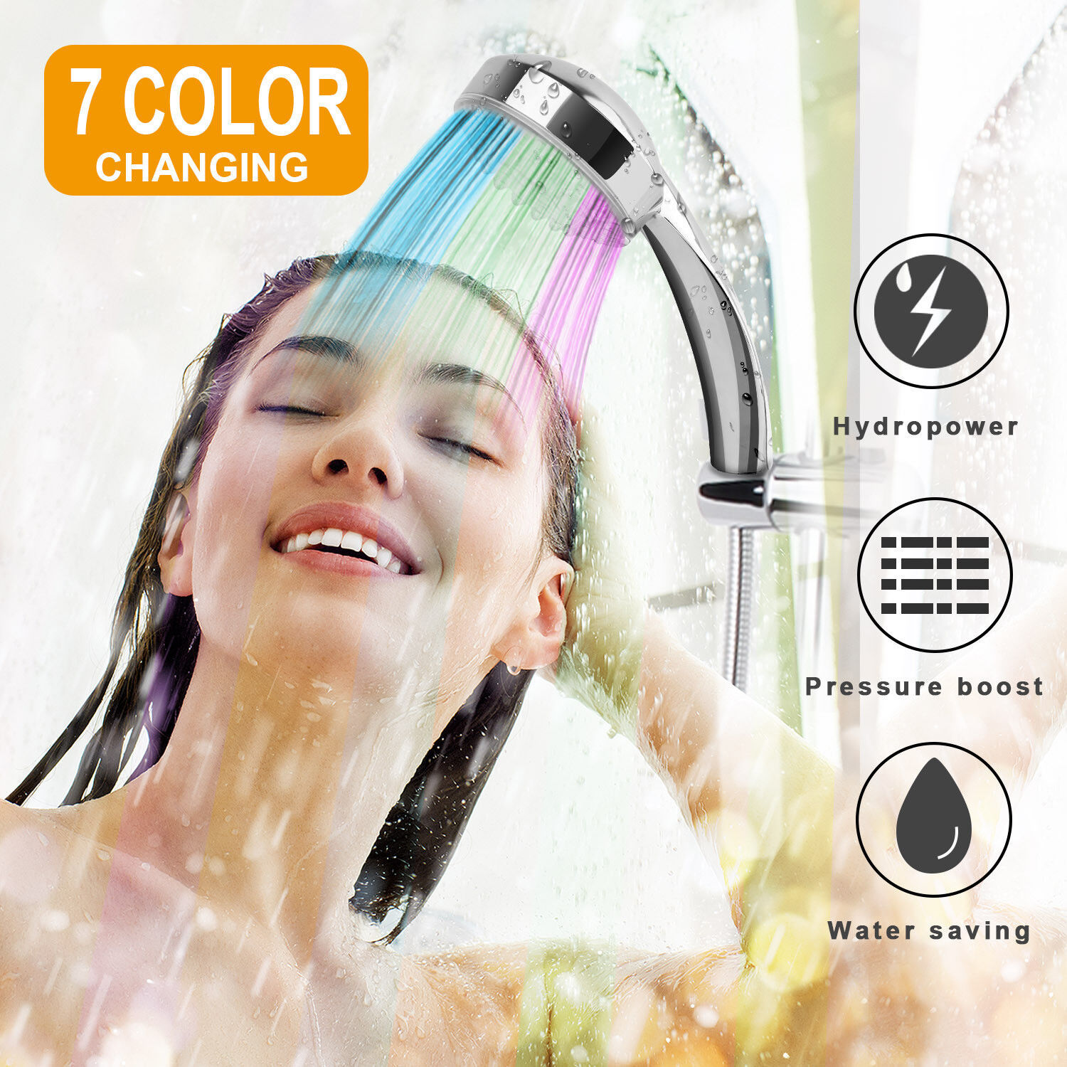 Primary image for iMounTEK LED Shower Head Handheld 7-Color Changing Automatic Hydropower 50 Holes