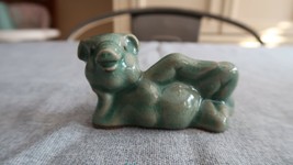 Vintage 3&quot; Sexy Pig Figure Green Hand Made Art Statue Figure - £62.02 GBP