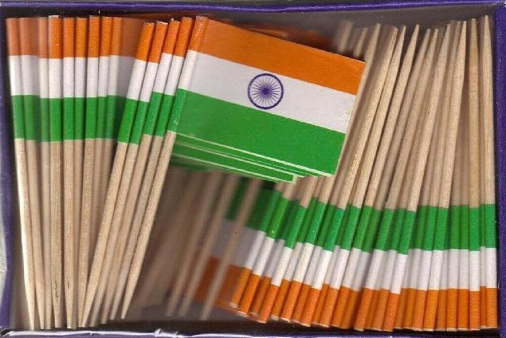 One Box of 100 India Toothpick Flags, 100 Small Mini International Flags - $7.90