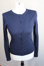 Loft XS Navy Blue 100% Cotton Button Front Cardigan Sweater - £17.82 GBP