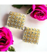 Vintage large Gold Tone Rhinestone Clip On runway Earrings  47 grams - €25,98 EUR