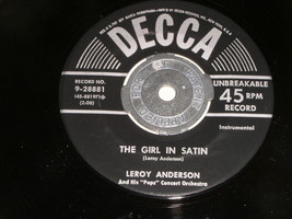 Leroy Anderson The Girl In Satin The Typewriter 45 Rpm Record Decca Label - £18.21 GBP