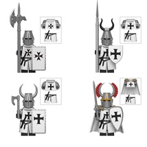 Crusader Army Heavy Teutonic Knights 4pcs Minifigures Building Toy - $16.49