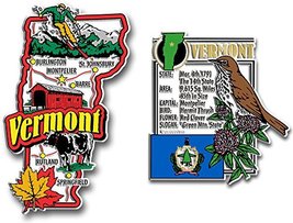 Vermont Jumbo Map &amp; State Montage Magnet Set by Classic Magnets, 2-Piece... - $13.91