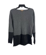 KIER + J Grey 100% Cashmere Colorblock Sweater Medium New - $124.69