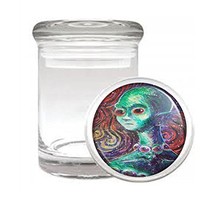 Alien Art Em1 Medical Glass Stash Jar 3&#39;&#39; X 2&#39;&#39; Herb And Spice Storage Air Tight - £6.31 GBP