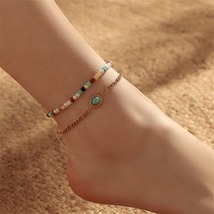 Multicolor Howlite & Pearl Oval Charm Anklet Set - £11.14 GBP