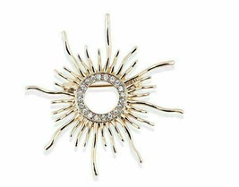 Stunning Vintage Look Gold Plated Sun Shaped Brooch Suit Coat Broach Pin Collar - £14.46 GBP