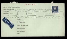 1959 Cover with 90 ore stamp SERVIGE Sweden Mailed from Flottan to CALI ... - $2.48