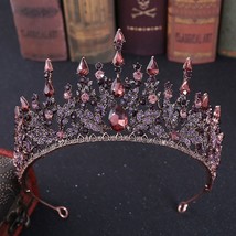 KMVEXO Baroque Retro Bronze Violet Purple Crystal Bridal Crowns Pageant Diadem V - £18.85 GBP