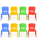 New 8 Kids Plastic Chairs Set Stackable Play And Learn Furniture Colorful - £179.31 GBP