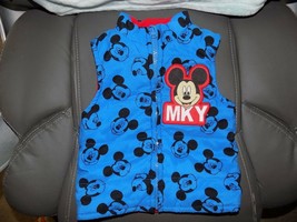Disney Mickey Mouse Face Puffer Vest Jacket Size 24 Months EUC - $20.16