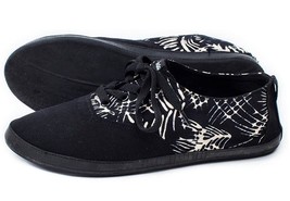 Indosole&#39;s Canvas Shoes Womens size 9 JJ Lace-Up Vegan Organic Black Palm Trails - £18.75 GBP