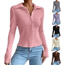 Autumn and Winter Solid Color Stitching Long Sleeve Elegant Casual Slim Fashion  - £25.61 GBP