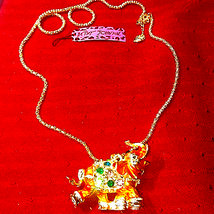 Nwt~Betsey Johnson Rhinestone Elephant Necklace - £30.07 GBP