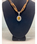 Vintage Avon Tiger&#39;s Eye Wooden Necklace - €12,93 EUR