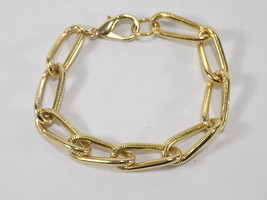 Vintage Chain Bracelet Gold Tone Twist Loop Link 6&quot; Long - £12.39 GBP