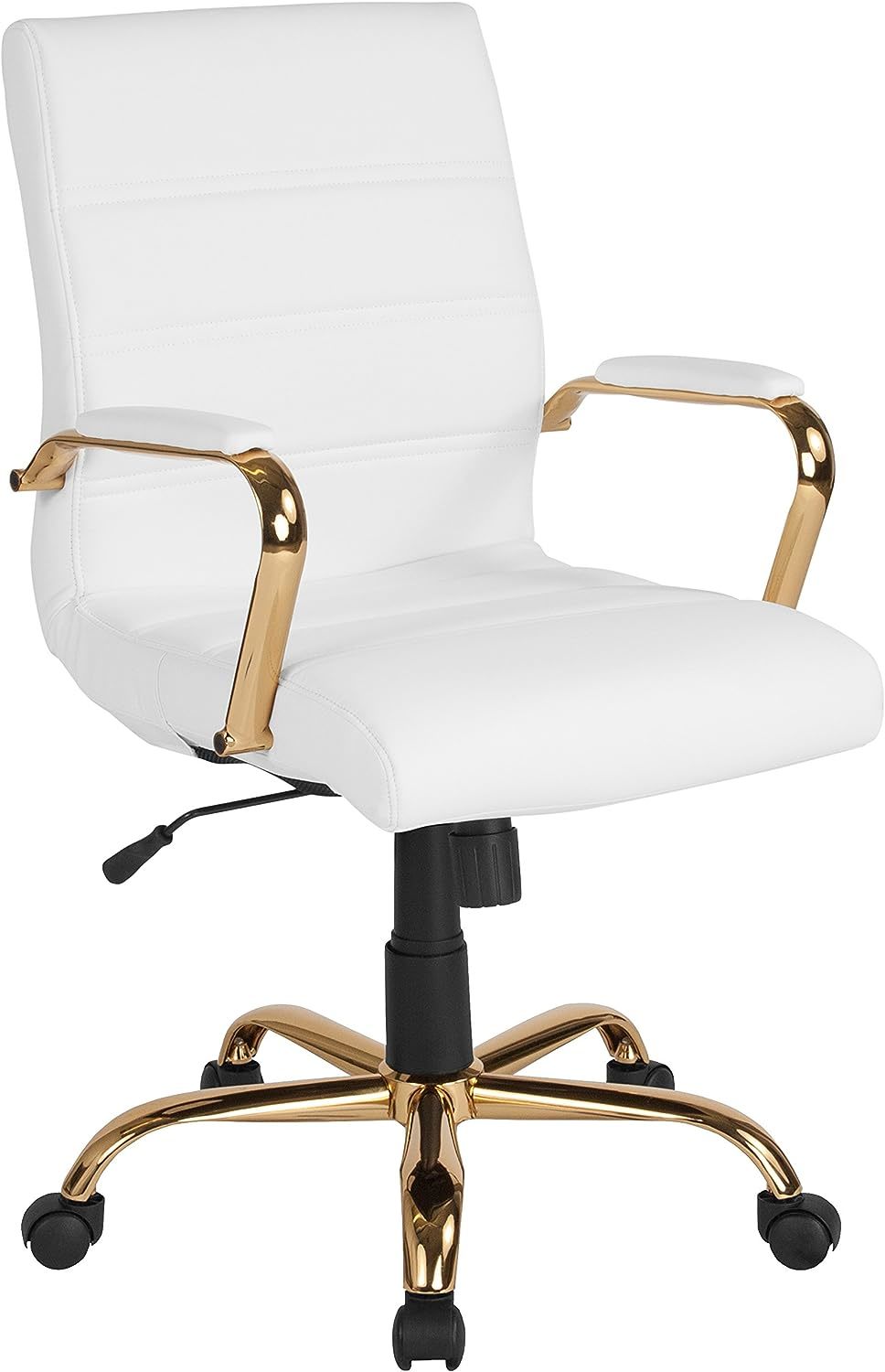 White Leathersoft Executive Swivel Office Chair With A Gold Frame From Flash - $166.93