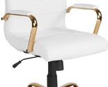 White Leathersoft Executive Swivel Office Chair With A Gold Frame From F... - $197.97