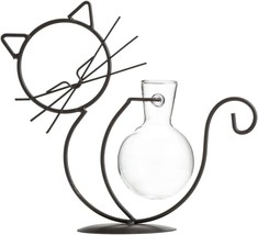 Tj Global Cat Glass Planter Vase Holder, Plant Terrarium, Propagation Station, - £30.36 GBP