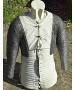 Medieval Padded White Gambeson with Detachable Chainmail Sleeves X-mas Gift - £141.64 GBP