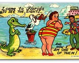 Comic Greetings Alligator Came to See the Sights Florida UNP Chrome Post... - $3.51