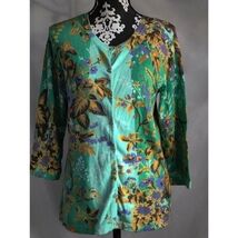 Isaac Mizrahi Live Floral Button Front Top Long Sleeve Women's Size Small - $15.79