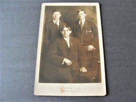 Three Serios Men - Real Photo Postcard-Stamp Box-AZO (1904-1918).     - £11.10 GBP