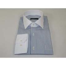 Men's Shirt MARCUZZI Turkey 100% Cotton Marc4 Navy Stripe White Collar and Cuffs image 4