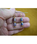 (EE604-25) 8x10 Dark Blue w/ pink flower 2 CLOISONNE beads dangle drum E... - £13.95 GBP